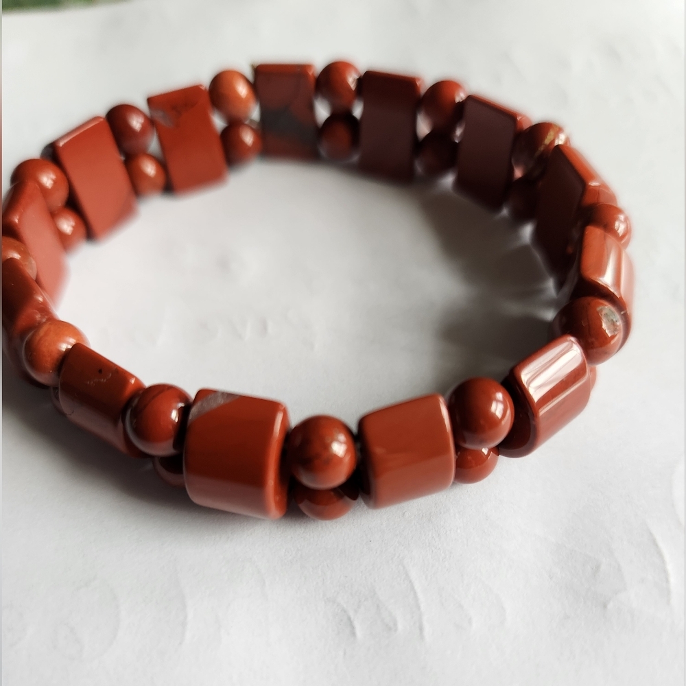 Red Jasper Gem Stone Stretch Bracelet